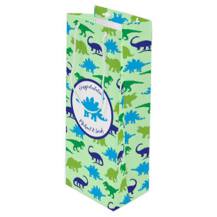 Cute Dinosaur Baby Shower Dino Stegosaurus Wine Gift Bag