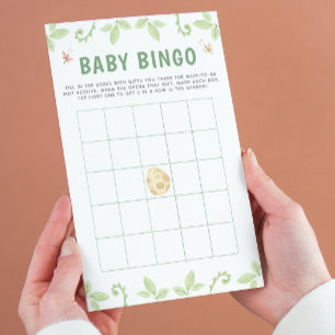 Cute Dinosaur Baby Shower Green Bingo Game Flyer