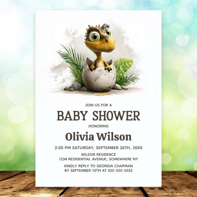 Cute Dinosaur Baby Shower Invitation (Creator Uploaded)