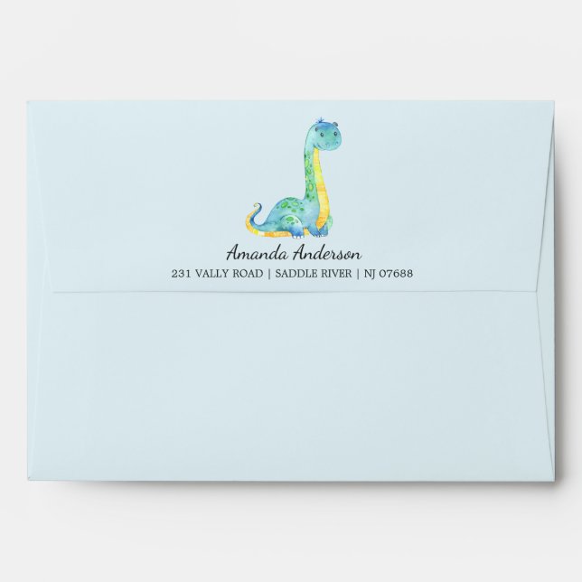 Cute Dinosaur Baby Shower Invitation Envelope (Back (Top Flap))