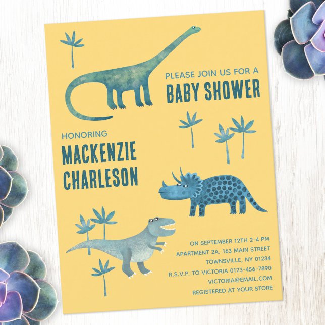 Cute Dinosaur Baby Shower Invitation Postcard (Creator Uploaded)