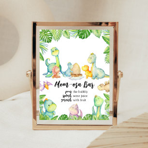 Cute Dinosaur Baby Shower Mum Osa Bar Poster