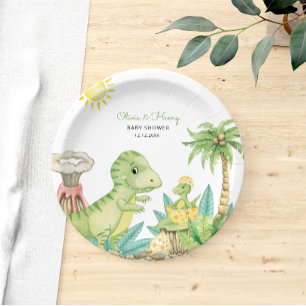 Cute Dinosaur Baby Shower Paper Plate