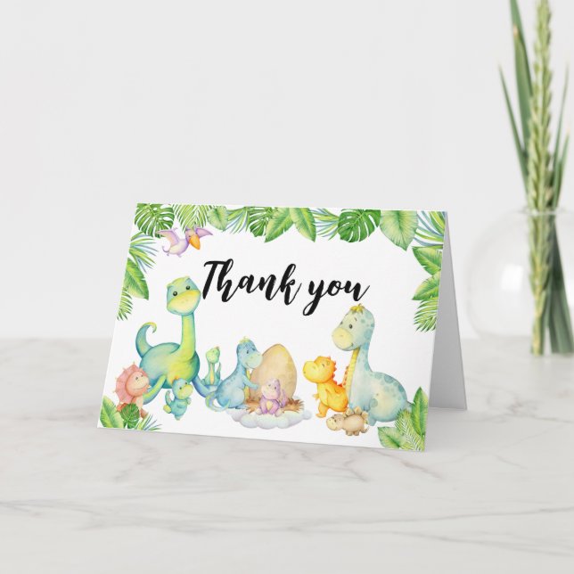 Cute Dinosaur Baby Shower  Thank You Card (Front)