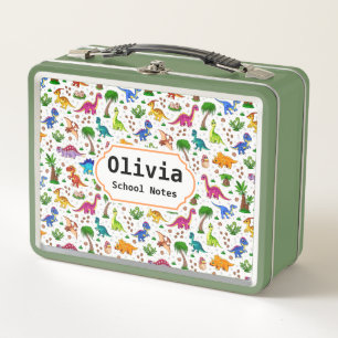 Cute Dinosaur Back to School Metal Lunch Box