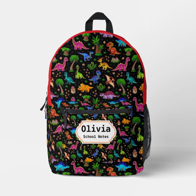 Cute Dinosaur Back to School Printed Backpack (Front)