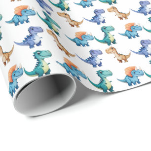 Cute Dinosaur Balloon Boy friends birthday party Wrapping Paper