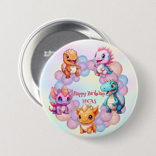 Cute dinosaur Balloon School kids birthday party  7.5 Cm Round Badge