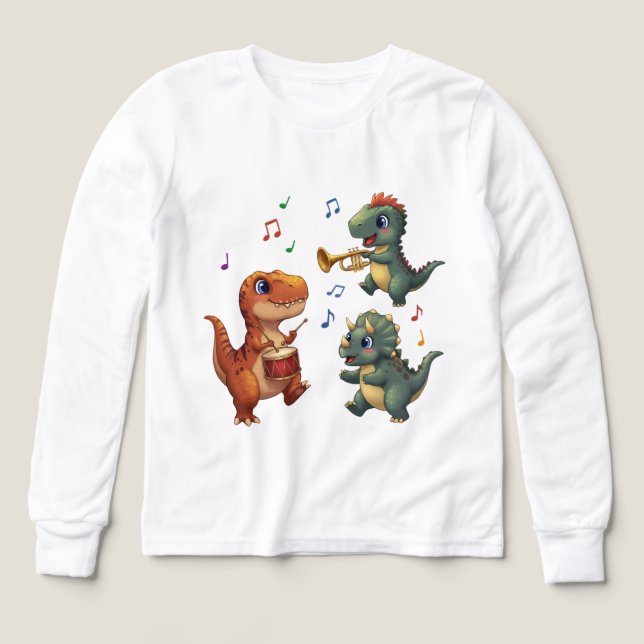 Cute Dinosaur Band Cartoon Illustration (Design Front)