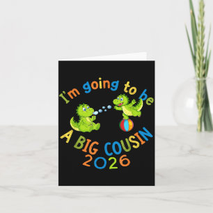 Cute Dinosaur Big Cousin 2026 Pregnancy Reveal Card