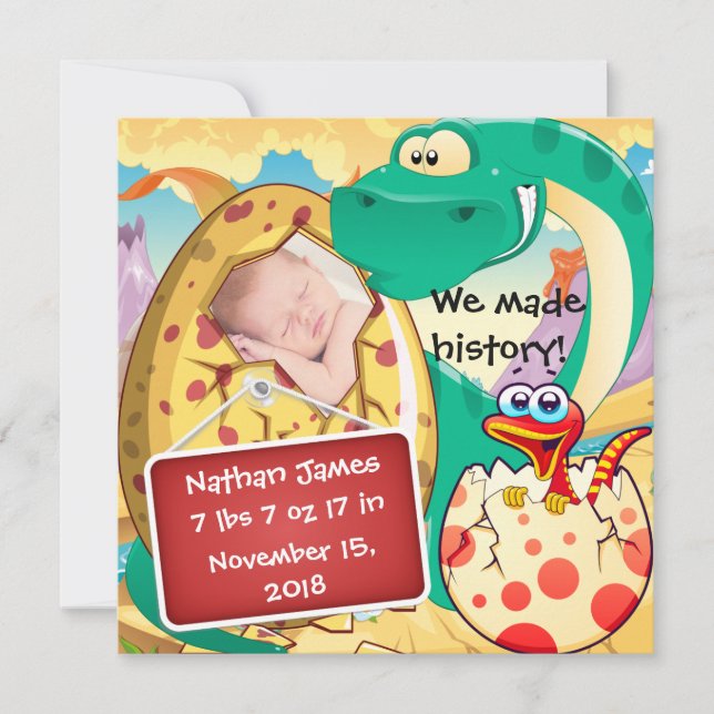Cute Dinosaur Birth Announcement (Front)