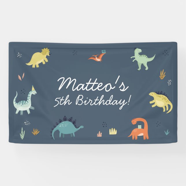 Cute Dinosaur Birthday Banner (Horizontal)