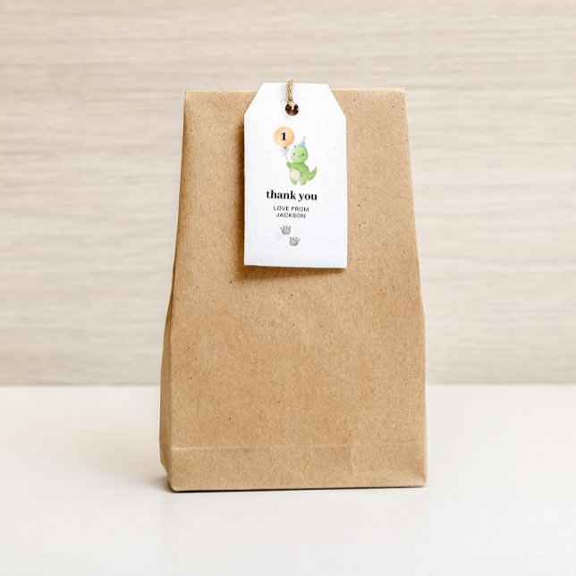 Cute Dinosaur Birthday Gift Tags (thank you birthday gift tag)