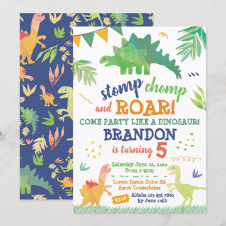 Cute Dinosaur Birthday Invitation