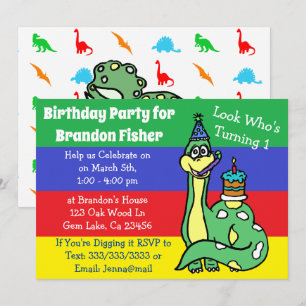 Cute Dinosaur Birthday Invitations