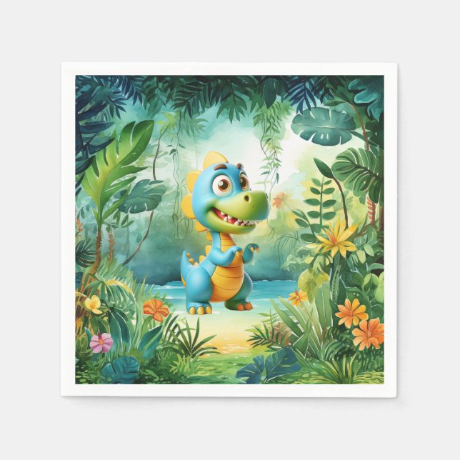 Cute Dinosaur Birthday Napkins (Front)