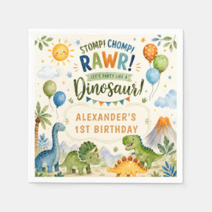 Cute Dinosaur Birthday Napkins Boy