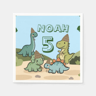 Cute Dinosaur Birthday paper napkins