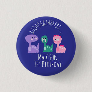 Cute Dinosaur Birthday Party Colourful  3 Cm Round Badge