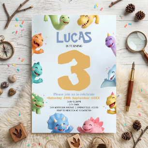 Cute Dinosaur Birthday Party for Kids Invitation