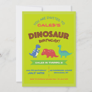 Cute Dinosaur Birthday Party Invitation