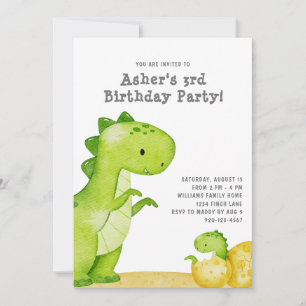 Cute Dinosaur Birthday Party Invitation