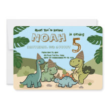 Cute Dinosaur Birthday Party Invitation | Editable