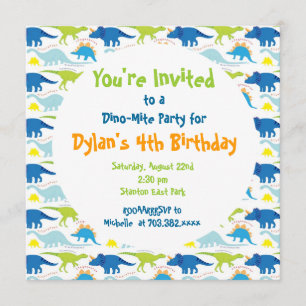 Cute Dinosaur Birthday Party Invitation Templates