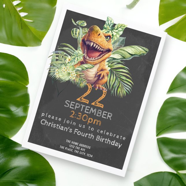 Cute Dinosaur Birthday Party Personalised Invitation (Dinosaur birthday party invite from Ricaso. Available as printed and download. )