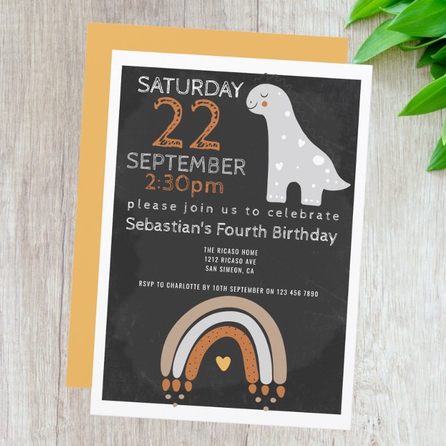 Cute Dinosaur Birthday Party Personalised Invitation (Creator Uploaded)