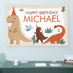 Cute Dinosaur Birthday Party Welcome Banner Sign