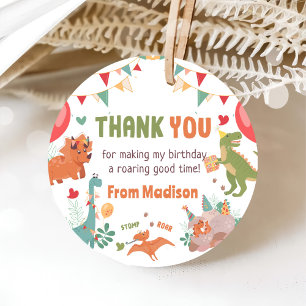 Cute Dinosaur Birthday Thank You Favour Tags