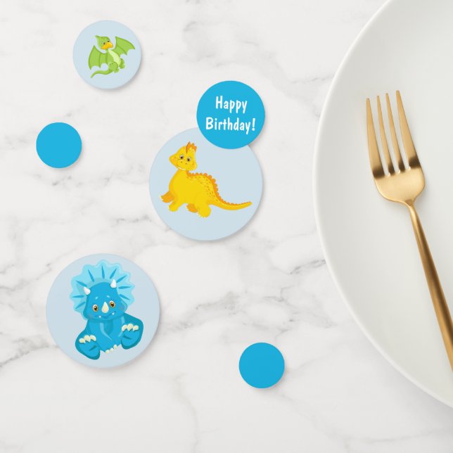 Cute Dinosaur Boy Birthday Confetti (Group)