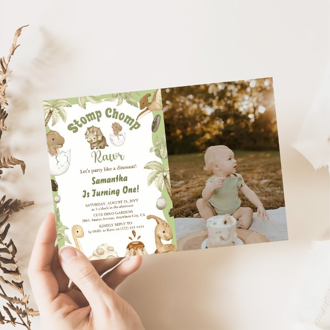 Cute Dinosaur Boy Birthday Dino Party Photo Invitation (Creator Uploaded)