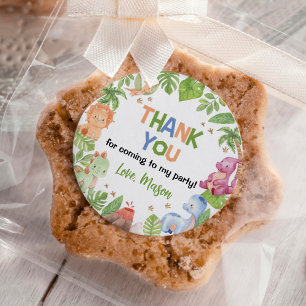 Cute Dinosaur Boy Birthday Party Classic Round Sticker