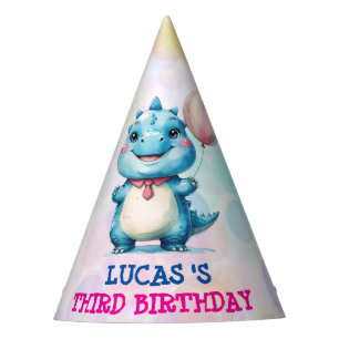 Cute Dinosaur  Boy Happy birthday Balloon party Party Hat