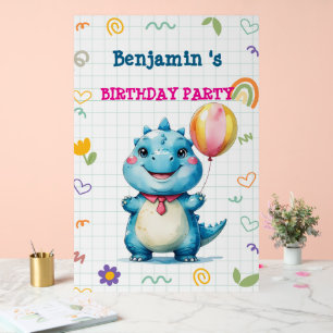 Cute Dinosaur Boy Happy birthday colourful party Acrylic Sign