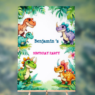 Cute Dinosaur Boy Happy birthday colourful party Acrylic Sign