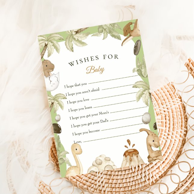 Cute Dinosaur Boy Wishes for Baby Baby Shower Card (Creator Uploaded)