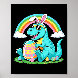 Cute Dinosaur Bunny Egg Happy Eastrawr T Rex Boys  Poster