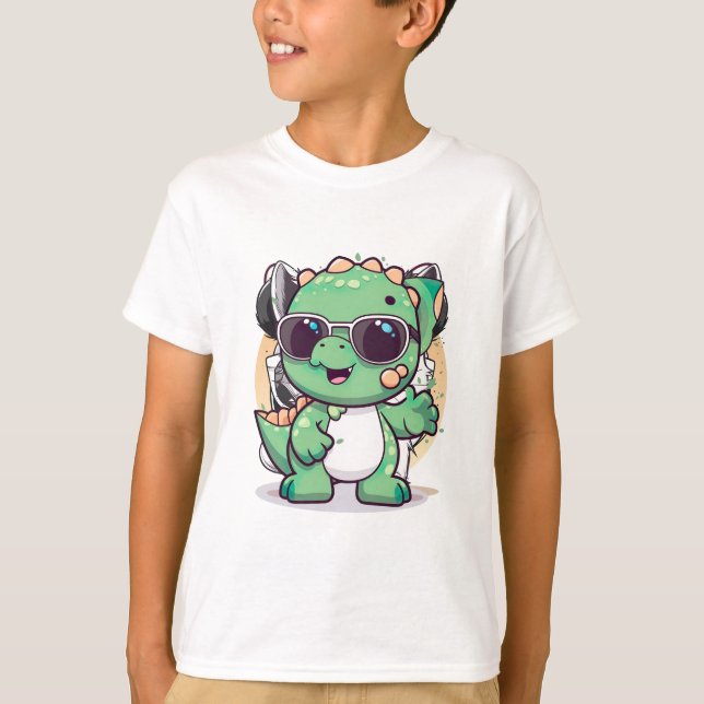 Cute Dinosaur Cartoon T-Shirt (Front)
