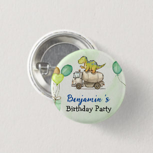Cute dinosaur cement truck Rainbow School Birthday 3 Cm Round Badge
