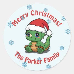 Cute Dinosaur Christmas Envelope Seals