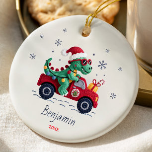 Cute dinosaur christmas lights custom ceramic tree decoration
