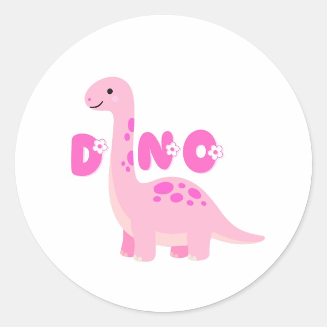 Cute dinosaur 🦕  classic round sticker (Front)