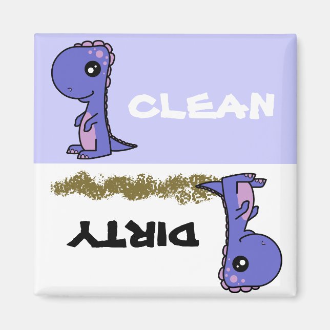 Cute Dinosaur Clean Dirty Dishwasher Magnet (Front)