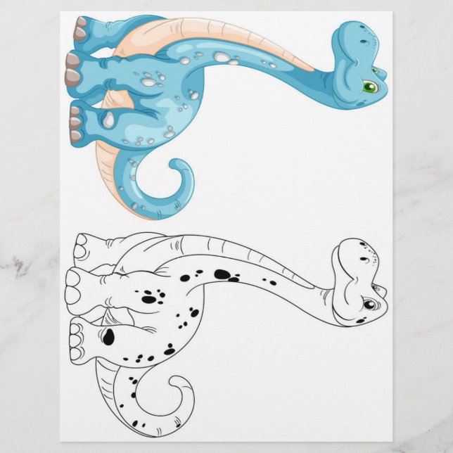 Cute dinosaur colouring page (Front)