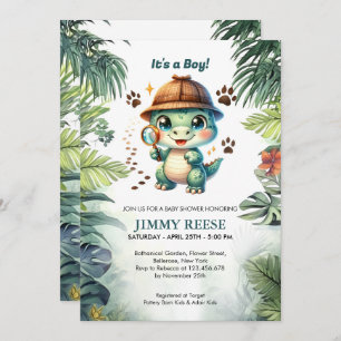 Cute Dinosaur Cool Dino Baby Boy Shower Invitation