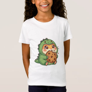 Cute Dinosaur Costume Hamster Eating Cookie Kids T T-Shirt