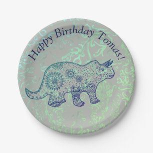Cute Dinosaur custom birthday Paper Plates